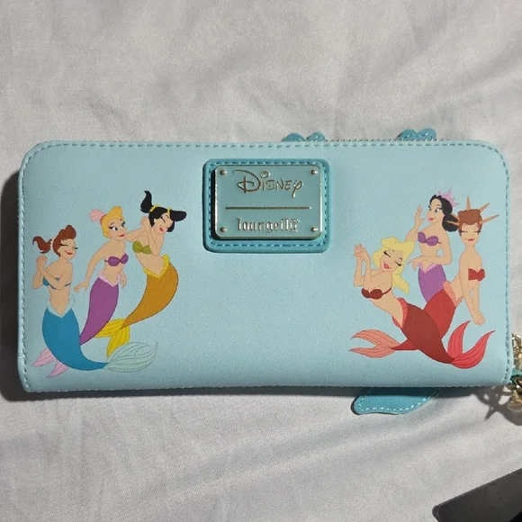 Little Mermaid Ariel And Sisters Loungefly Blue Zip Wallet with Wristlet Strap - Picture 7 of 9